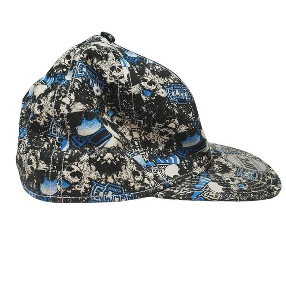 MMA Elite Adult S/M Skull Graphics Fitted Cap Hat Blue White - Picture 4 of 9